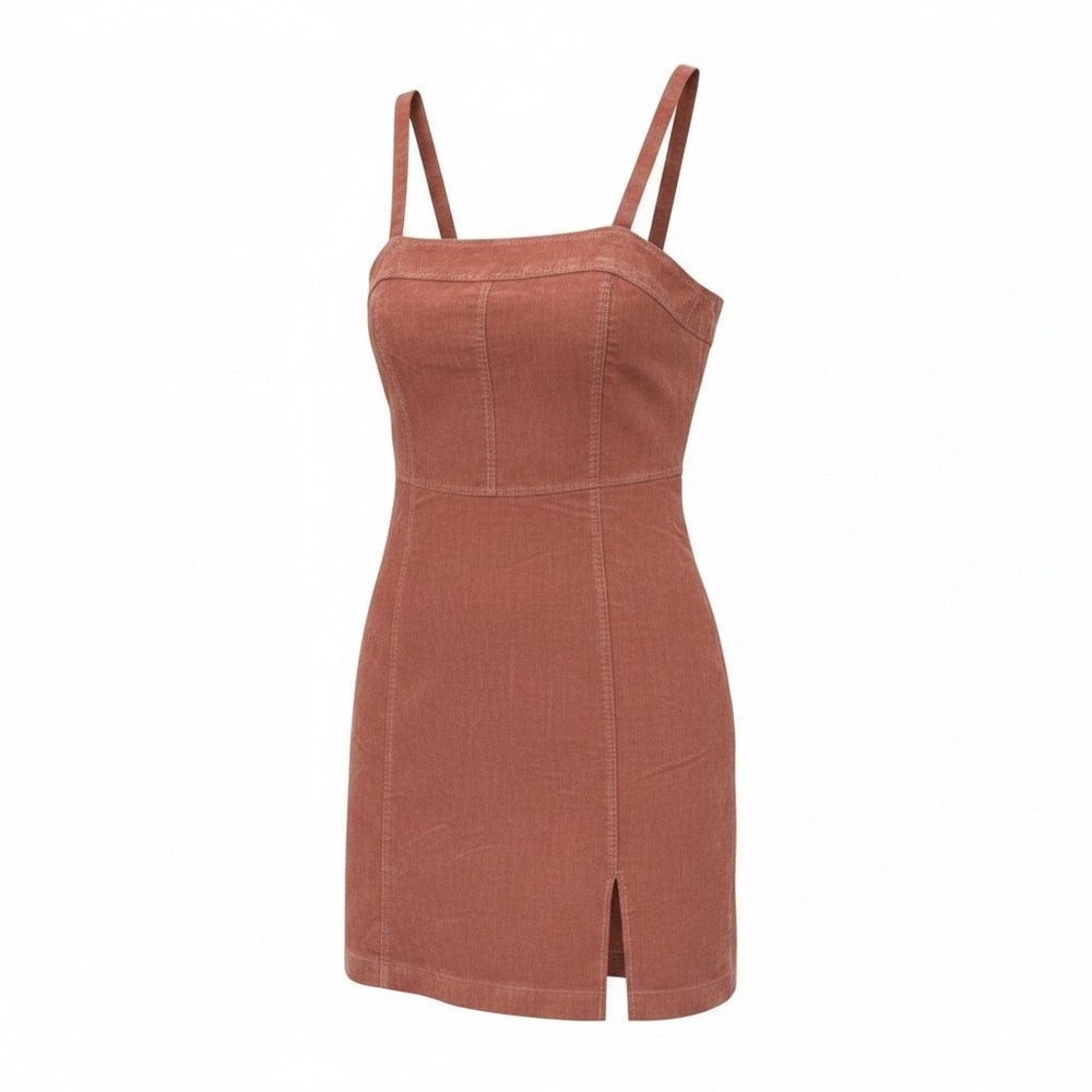 90's Hollister Corduroy Mini Dress Dusty Rose Pink Adjustable Straps Size Medium